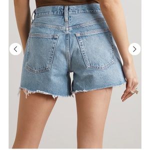 AGOLDE Parker Long distressed denim shorts high rise